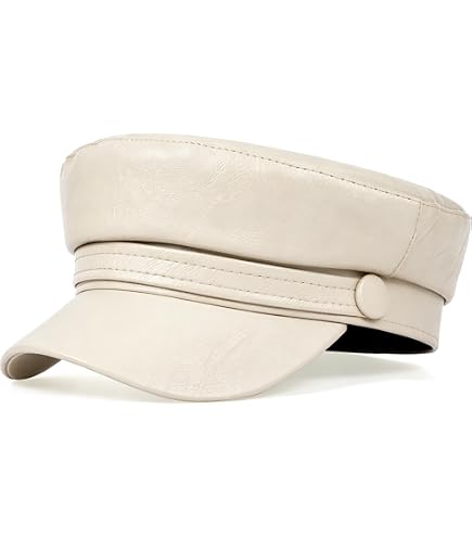 Faux Leather Newsboy Cabbie Cap with Curved Visor, Adjustable Fit, Vintage KORIXINE Leather Hats for Women - Womens Newsboy Cap for Men  main image 4
