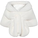 BABEYOND Womens Faux Fur Collar Shawl Faux Fur Scarf Wrap Evening Cape for Winter Coat