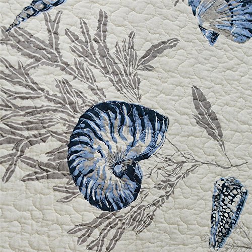 ABREEZE 3Piece Queen Size Blue Ocean Quilt Set Nautical Bedding Set