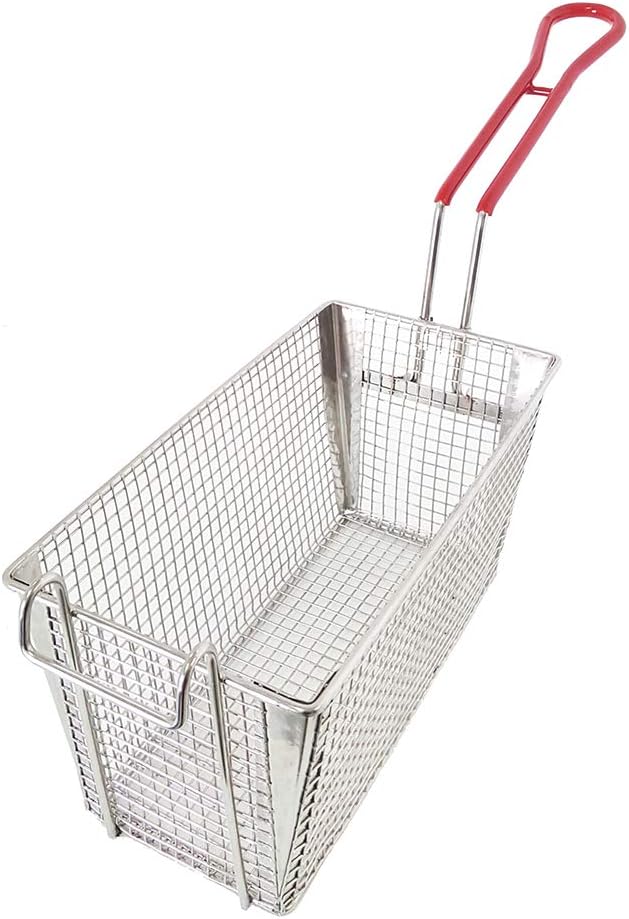 Stainless Steel Heavy Duty Replacement Fry Basket for Commercial Fryers with Reinforced Corners (Case of 2)