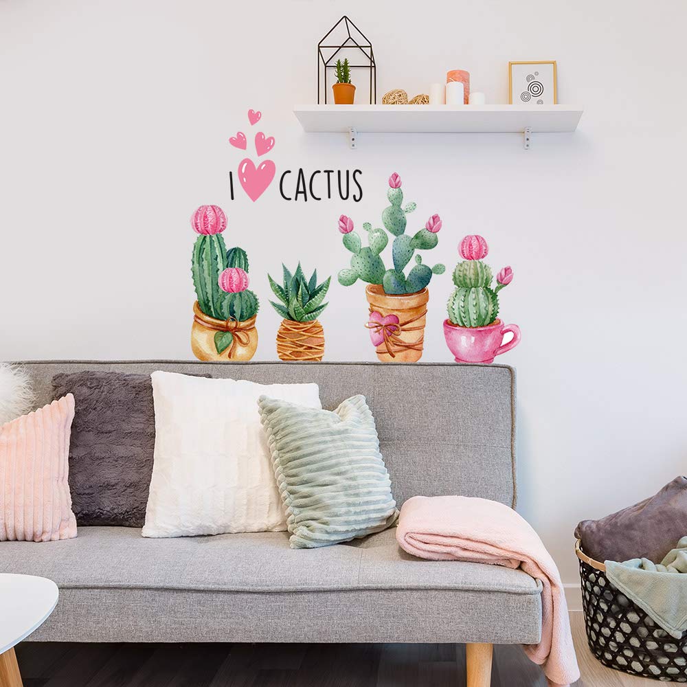 UVCD0053 Wall Stickers decals succulents flowers cactus Wall decoration living room kitchen bedroom entrance.