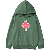 GLIGLITTR Kids Girls Cute Mushroom Hoodie Frog Sweatshirt Kawaii Long Sleeve Oversized Pullover Tops Aesthetic Clothes 7-13Y
