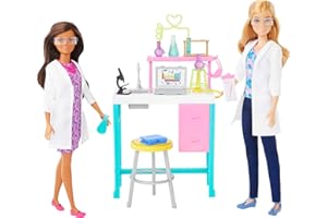 Barbie Careers Playset, Science Lab with 2 Scientist Fashion Dolls, Bench & 10+ Accessories (Amazon Exclusive)