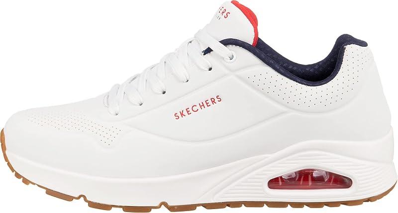 Uno Stand on Air Baskets Homme, White Durabuck Navy Red Trim, 44 EU
