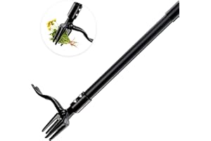 Manual Weeder, Weed Puller with Long Handle- 63inch - Adjustable Stand Up Weed Puller Tool, Heavy Duty Stand Dandelion Digger