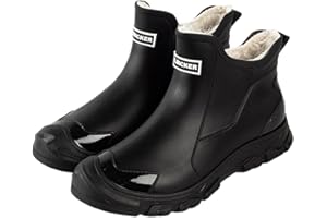 Pangolin Waterproof Ankle Rain Boots with Warm Fur Lining for Men and Women,PVC Chelsea Pull-On Garden Short Winter Work Boot