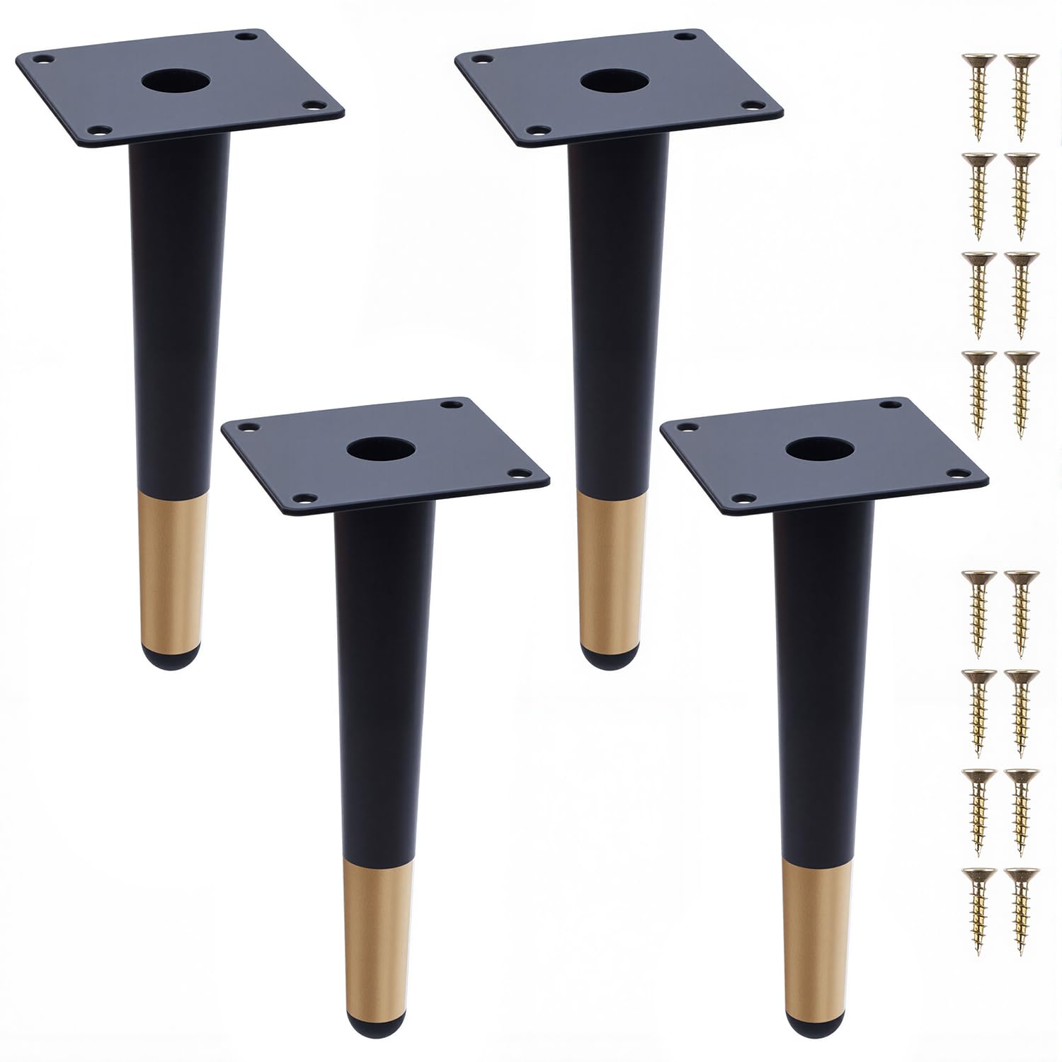 Furniture Feet Set of 4 Metal Legs for Furniture Furniture Legs Cone Vertical Furniture Feet Table Legs Cabinet Feet DIY for Cabinet Chair Coffee Table (20 cm Height)