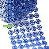 10 Yards Flower Diamond Rhinestone Mesh Ribbon Wraps Bling for Wedding Centerpieces Decorations Crafts Cupcake Decor (Royal Blue)