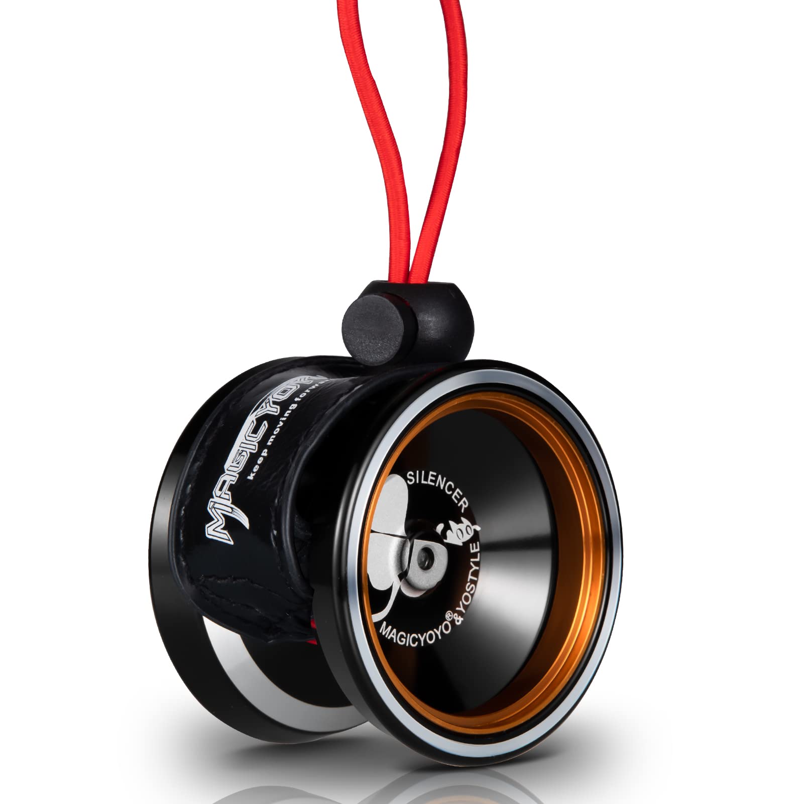 MAGICYOYO M001 Silencer Yo-yo Ball Aluminum 6061 Unresponsive Yo-yo M001 Black Yoyo with Yoyo Holster, Yoyo Glove, 12 Replacement Yoyo Strings