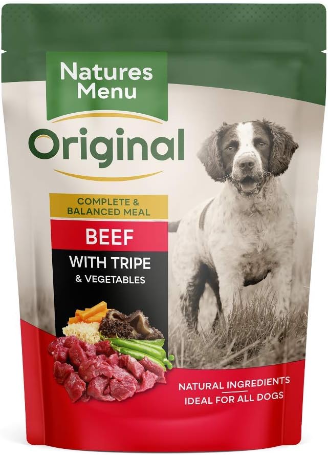 Natures Menu Dog Food Pouch Beef with Tripe (8 x 300g), 300 g (Pack of 8)