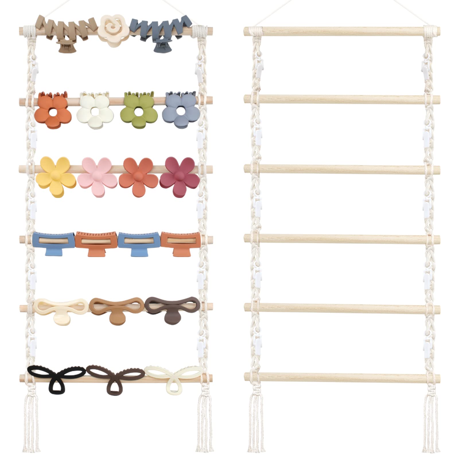 Photo 1 of SNOWSTAR Macrame Hair Claw Clip Organizer,Hanging Hair Clip Holder and Storage for Women Girls,Claw Clip Hanger Home Decor for Wall,Door,Closet