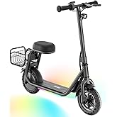 Hiboy ES1/Q2 Lite Electric Scooter with Seat for Kids Ages 4–10, LED Lights, UL Certified, 6.5–9.3 MPH, 40–100W Motor, Easy Control
