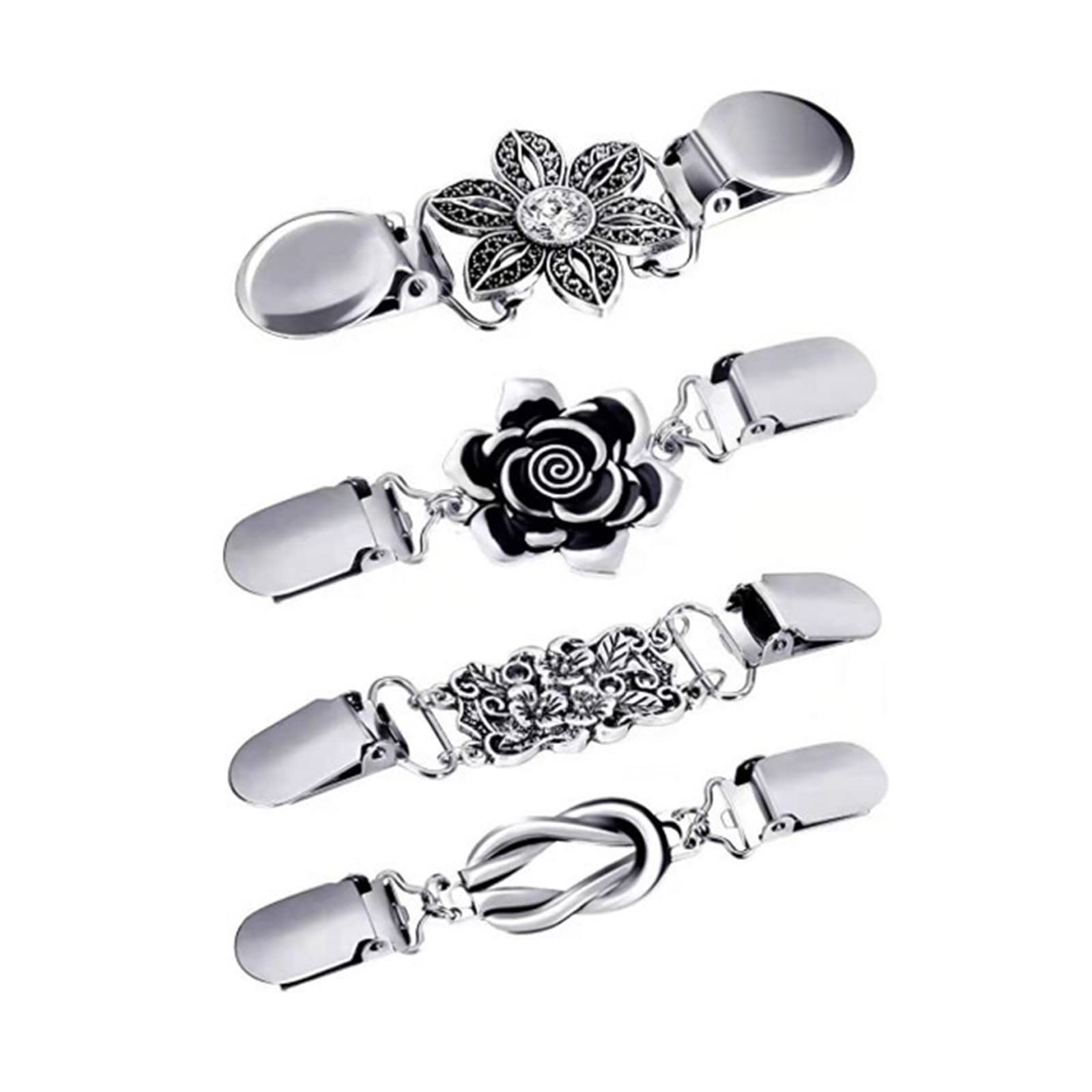 Sweater Clips, Shawl Clips, Cardigan Clip, Vintage Dress Clip, for Women Clothing Clasps to Tighten Clothes, 4 Styles