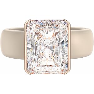 Egnaro Silicone Engagement Ring with Stone, Radiant Cut Cubic Zirconia | 9A Grade Solitaire women’s Rubber Wedding Band in Gi