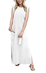 GRECERELLE Women's Summer Crew Neck Loose Split