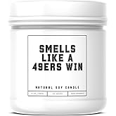 Smells Like a 49ers Win Sports Candle - Scented Soy Wax Candle (8.0 oz) 50-60 Hour Burn Time, Cotton Wick, Frosted White Glass Jar