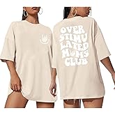 Yuyiify Oversized Tshirts for Women Mama Overstimulated Cool Moms Club Skeleton Shirt Funny Mom Graphic Tees Top