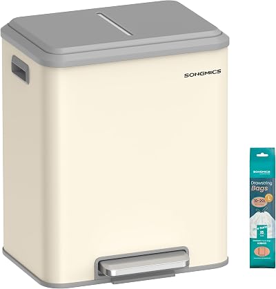 SONGMICS Kitchen Bin 2 x 4 Gal Double Rubbish Bin with Inner Buckets