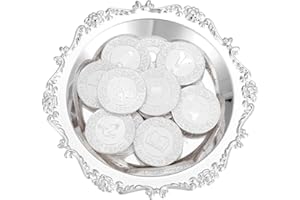 TINGKU Silver English Las Arras de Boda with Tray Plate, Arras Para Boda Catolica, Arrhae Wedding Coin Unity Coins Set for Wedding Ceremony