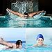 TURATA Swimming Cap 2 Pack Swim Caps Waterproof Unisex Premium Silicone No-Slip Swimming Hat for Adults Kids Woman and Men One Size Hat - Black & Blue (Black)
