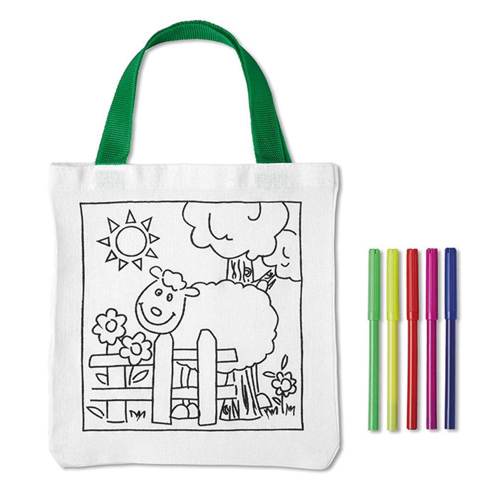 Colour Your Own Cotton Tote Shoulder Bag For Kids/Children Party Bag Colouring Pens Amazon.co