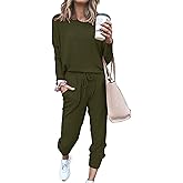 PRETTYGARDEN Women Fall 2 Piece Lounge Outfit Long Sleeve Tops High Waisted Jogger Pants Set Spring Travel Clothes Tracksuit