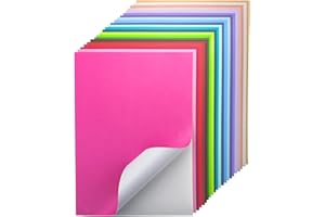 VIDABITA 24 Sheets Self Adhesive Cardstock 22 Colors, A4 Printable Colored Sticker Paper for Cricut, Printer, Colorful Cardstock Adhesive Paper for Crafts, Scrapbooking & Party Decor | 250gsm/92lb