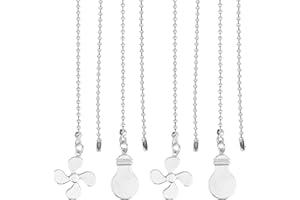 4pcs Ceiling Fan Chain Extenders, 35.5cm/14in Decorative Pull Chain Cord Extension with Fan & Bulb Pendants for Light Lamp Sw