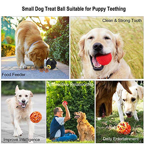 3 Pack Dog IQ Treat Ball, Interactive Food Treat Dispensing Dog Toys, Non-Toxic Natural Rubber Dog Chew Toys, Increases Mental Stimulation
