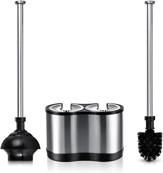 ToiletTree Products Modern and Sleek Deluxe Freestanding Toilet Brush and Plunger Combo Amazon