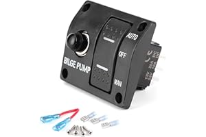 Rule Bilge Pump Switch Panel, Marine Breaker Panel, 3 Way Bilge Pump Switch Panel Auto Off Manual 12V 24V with LED Indicator 