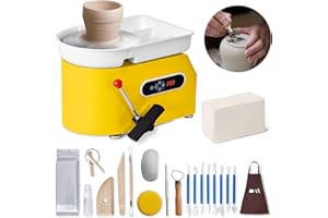 YESMRO 28CM 11Inch Pottery Wheel Forming Machine for Adults Kids Beginners, 350W Electric Clay Wheel Tool with LCD Touch Screen, 0-300RPM Speed Adjustable, Foot Pedal, Detachable Basin for Ceramic Art Craft