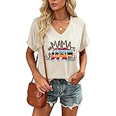 Mama Bear Shirt for Women V Neck Mama Shirts Cute Bear Graphic Tshirt Mom Shirts Gift Tee Tops