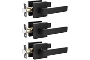 KNOBWELL 3 Pack Black Interior Door Handles Heavy Duty Door Levers Passage Door Handle Set Durable Door Hardware, Left or Right Handing, Door Handle Set 2.07 lb One Lever