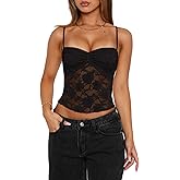 Women Y2K Ruched Front Cami Top Sexy Lace Mesh Sheer See Through Crop Tank Top Retro Slim Fit Solid Color Camisole