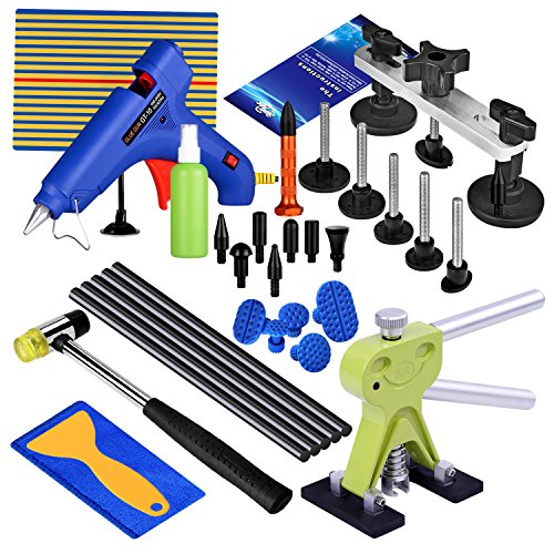 Click Here to See More Images AUTOPDR 27Pcs PDR Tools Pops a Dent Kits Dent Puller Painless Dent Repair Tools with PDR Glue Sticks Glue Gun for Car Hail Damage Dent Remover