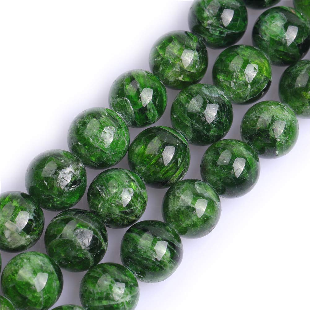8mm Green Diopside Semi Precious Gemstone Round Smooth Loose Beads for Jewellery Making DIY Handmade Craft Supplies 15"