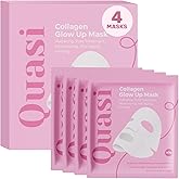 Quasi Bio-Collagen Face Mask Overnight – Hydrating Korean Sheet Mask – Niacinamide & Low Molecular Collagen – Firming & Smoothing Skincare for All Skin Types – 4 Masks