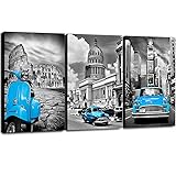 Teal Canvas Wall Art for Living Room 3 Pieces
