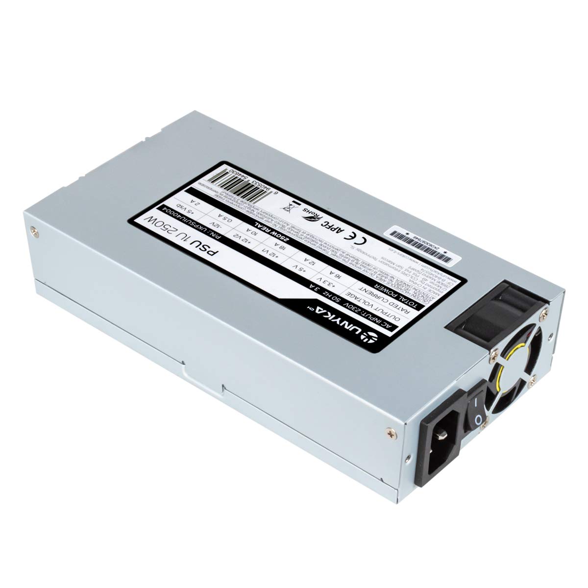 UNYKACH Flex 1U Stadar Power Supply 250 W Ideal for 19 Inch Rack Box 1U