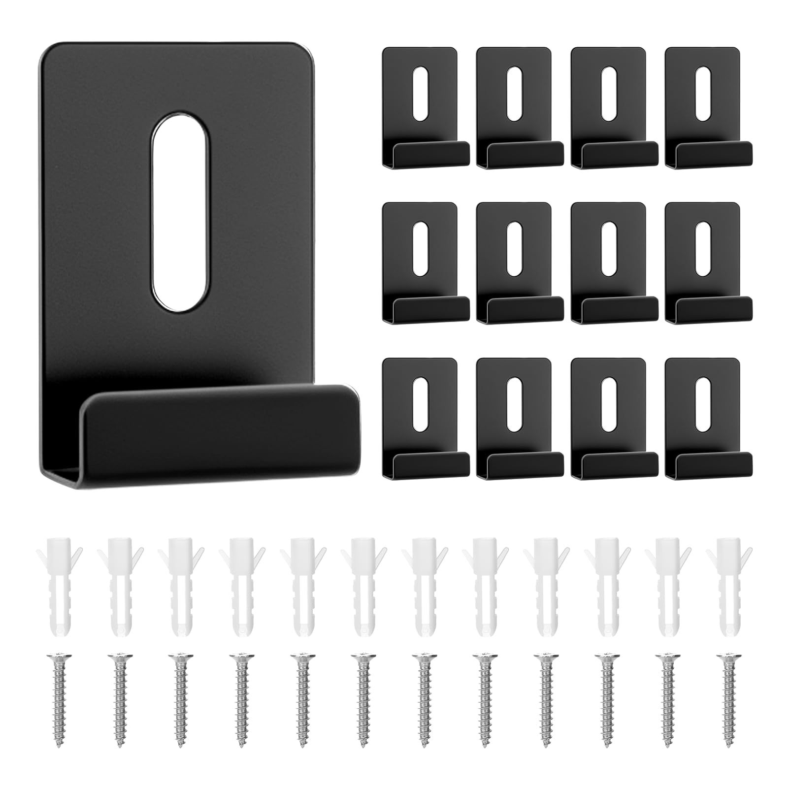 Photo 1 of 12 Pcs Metal Mirror Holder Clips Hanger Kit, Mirror Clips for Wall Mounting Holder Hanging with Screws Hooks, Frameless Mounting Hardware Heavy Duty Retainer for Tile Billboard Display(Black)