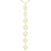 Plikin 7 Chakra Necklace for Women 14K Gold Plated Healing Y Necklace Meditation Jewelry Hypoallergenic Spiritual Gift