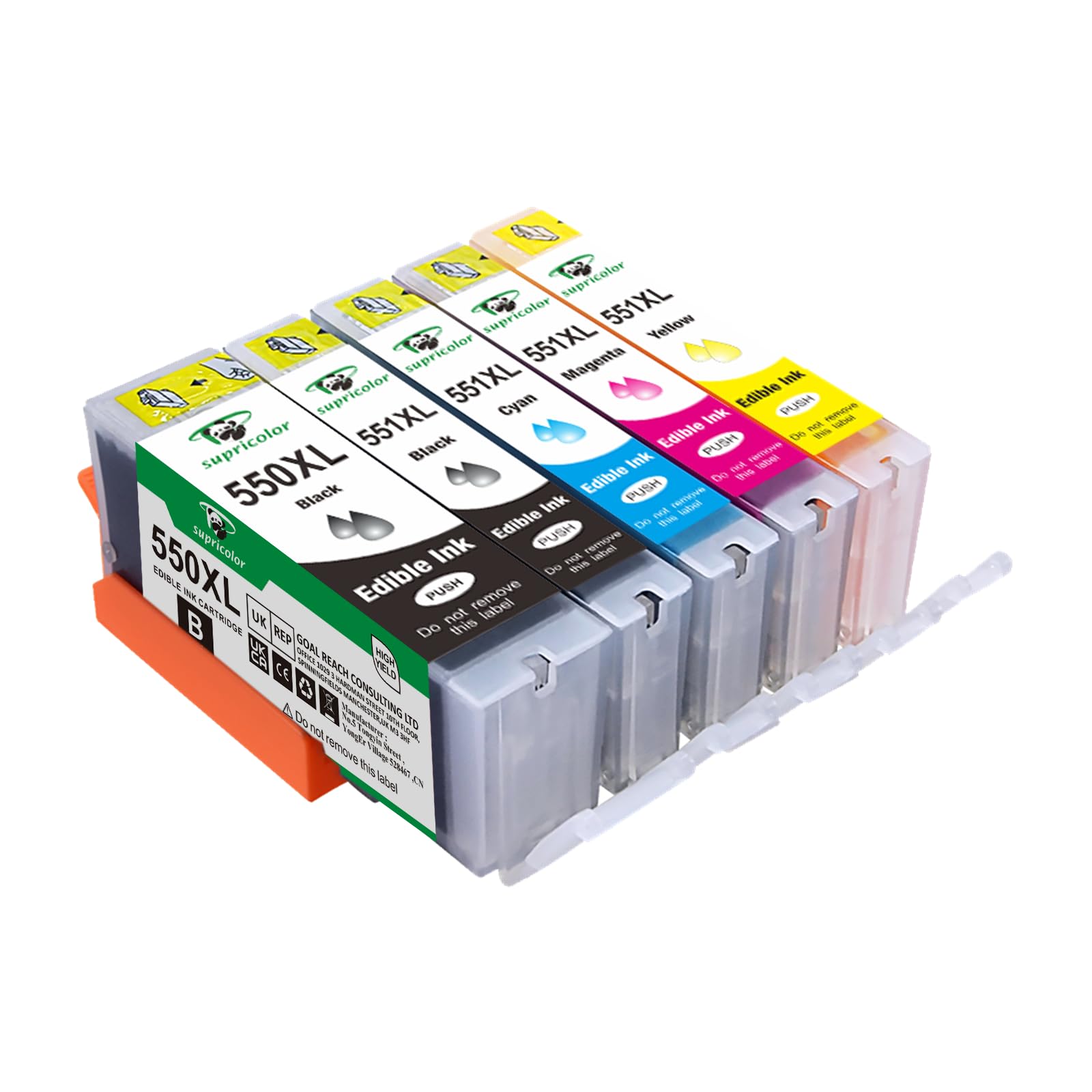 Supricolor Compatible Canon PGI-550xl CLI-551xl Edible Ink Cartridges, Replacement for PGI-550 CLI-551 Use with Canon Pixma iP7250 MG5650 MX925 iX6850 MG5550 MG5450 MG6650 MX920 MG5400 5-Pack