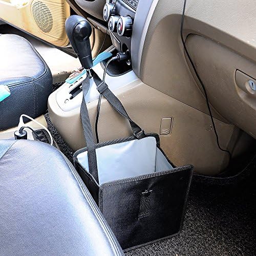 Car Garbage Can Strap Hanging - Inner Waterproof Leakproof Wastebasket Litter for Center Organizer - Road Trip Gift 1 Pack, Black