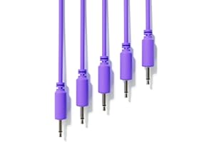 ExcelValley - 5-Pack - Mono Modular Patch Cables - TS 3.5mm 1/8" Eurorack Synthesizer [Purple | 20 cm - 7.87"]
