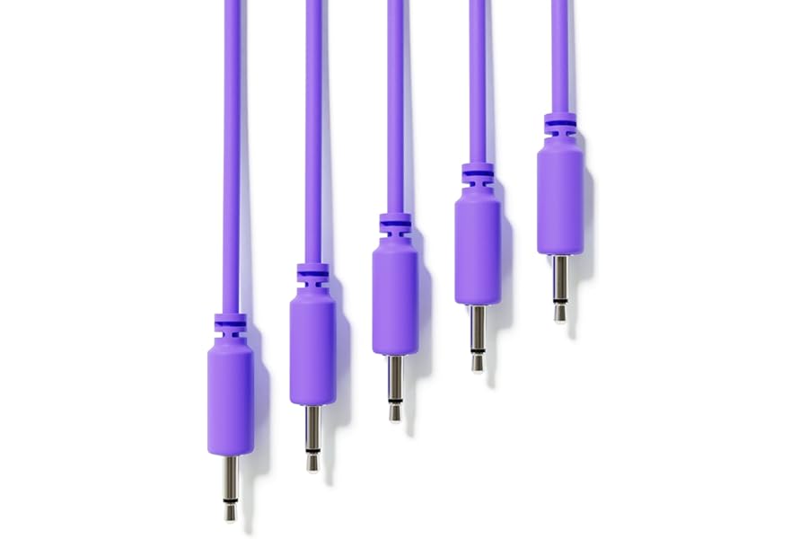 ExcelValley - 5-Pack - Mono Modular Patch Cables - TS 3.5mm 1/8" Eurorack Synthesizer [Purple | 30 cm - 11.81"]