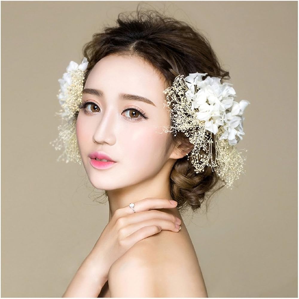 Amazon Co Jp M M K 髪飾り 生花風 和装 ウェディング ヘッドドレス ホワイト 成人式 かんざし フラワー 花嫁アクセサ リー ブライダル 結婚お祝い 二次会プレゼント パーティー 写真撮影 Chh04 服 ファッション小物