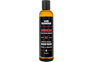 Live Bearded Beard Wash, 8 fl oz - Water-Based Face Cleanser with All-Natural Ingredients for a Gentle, Deep Clean - Made in the USA | American Scent - Cedar, Vetiver, Bergamot