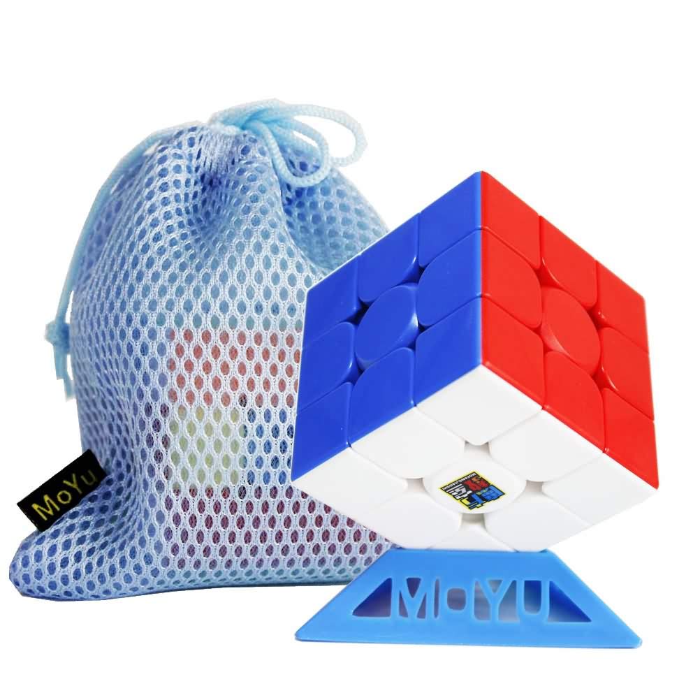 FunnyGoo MoYu MFJS Mofang jiaoshi Cubing Classroom Meilong 3 M 3x3 Magic Puzzles Cubes MeiLong 3M 3 layer cube Stickerless, with MoYu logo bag and stand (Stand's color may vary)