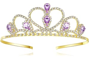 Lovelyshop Purple Gems Rhinestone Gold Tiara for Little Kid Big Kid Prom Birthday Prinecess Crown